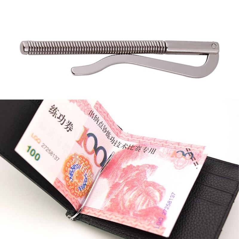 Ejoyous Spring Money Clip 5Pcs Cash Clips, Slim Money Clip Bar Plated 75mm Wallet Accessories w/Anti-Slip Threaded Base for Bifold Leather Wallet Purse Spring Clips Credit Business Card - Image 5
